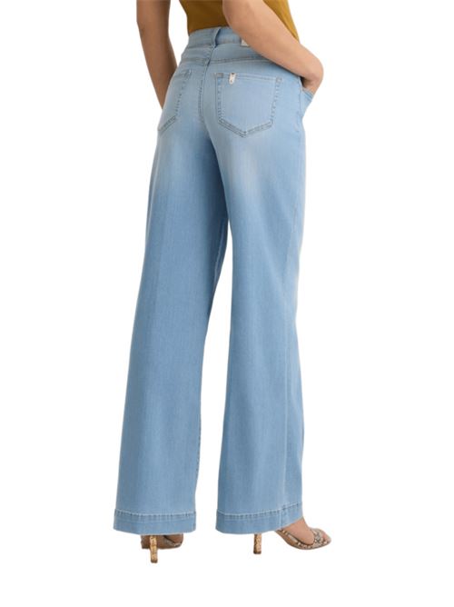 jeans donna flare vita alta cotone stretch denim chiaro LIU JO | UA5158-DM80078850